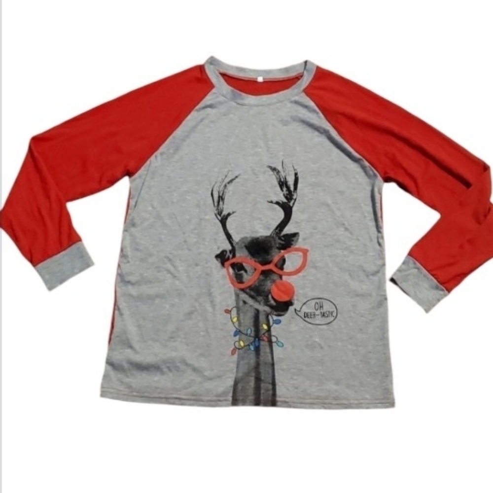 Christmas womens deer holiday size small shirt Rudolph top size S